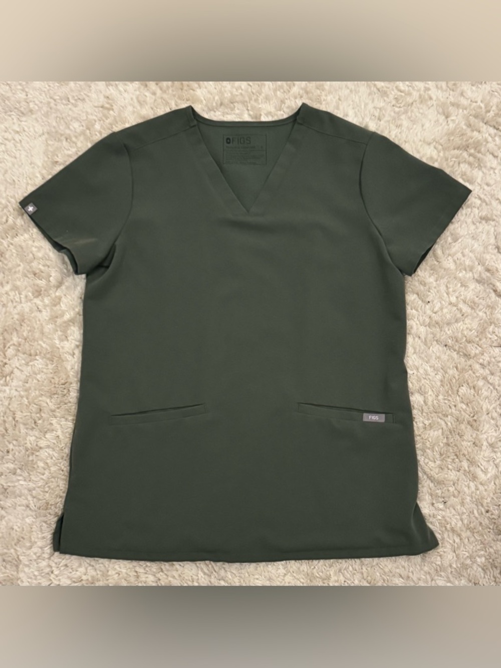 FIGS Technical Collection Moss Green Scrub Short Sleeve Top